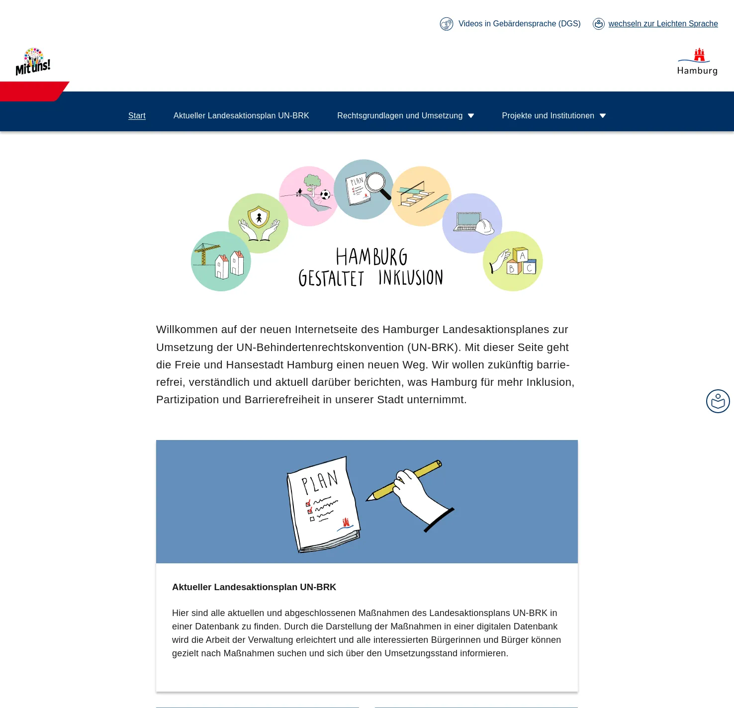 Screenshot von Digitaler Landesaktionsplan Hamburg